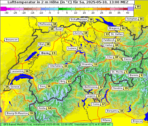 Temperatur, 10. 5. 2025
