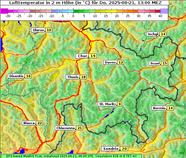 Temperatur, 21. 8. 2025