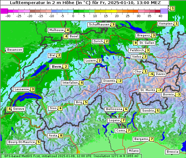 Temperatur, 10. 1. 2025