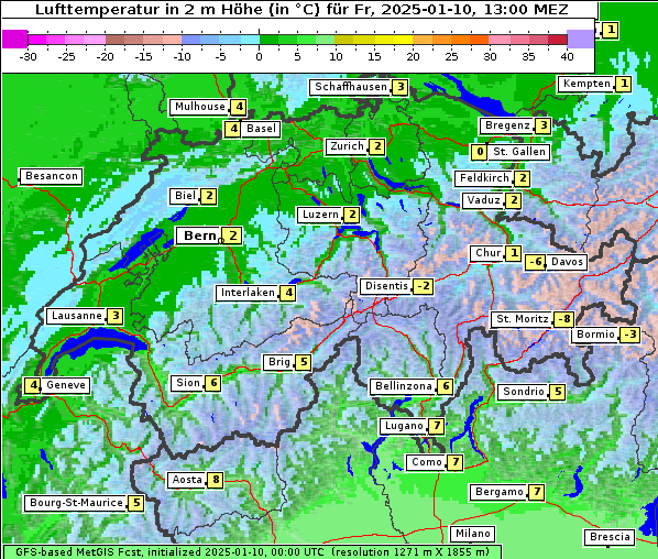 Temperatur, 10. 1. 2025