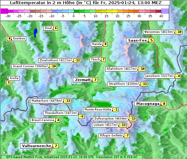 Temperatur, 24. 1. 2025