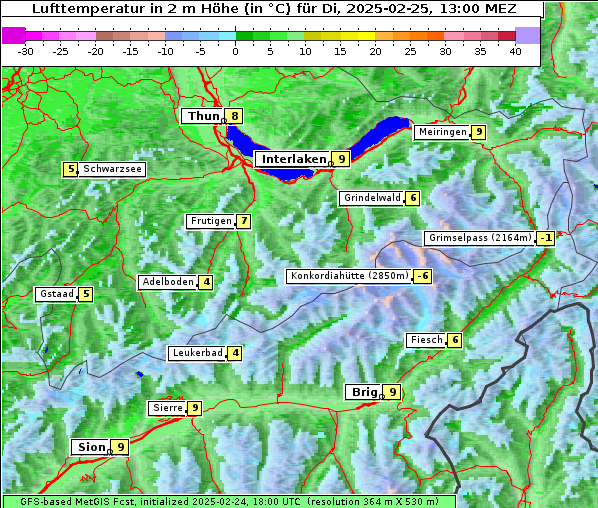 Temperatur, 25. 2. 2025