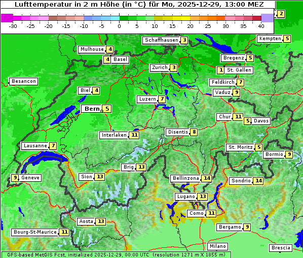 Temperatur, 29. 12. 2025