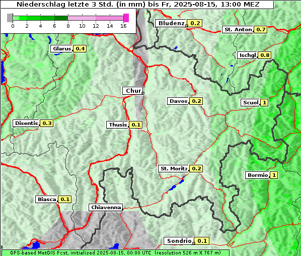Niederschlag, 15. 8. 2025
