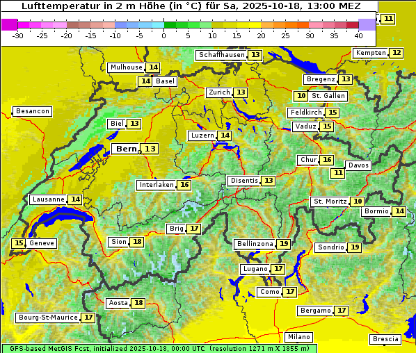 Temperatur, 18. 10. 2025