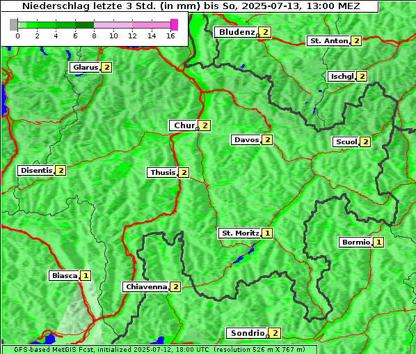 Niederschlag, 13. 7. 2025