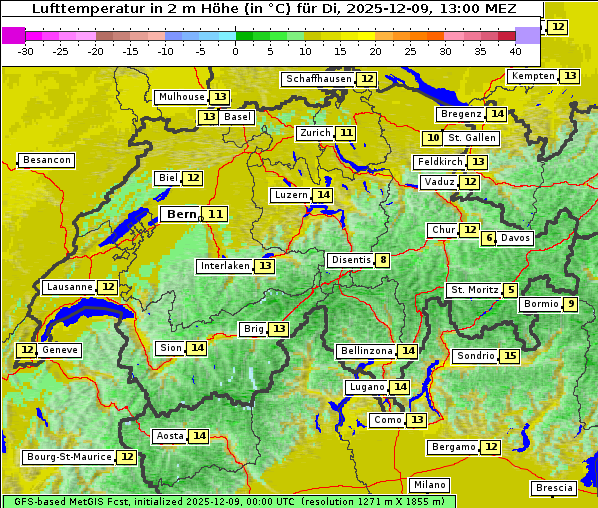 Temperatur, 9. 12. 2025