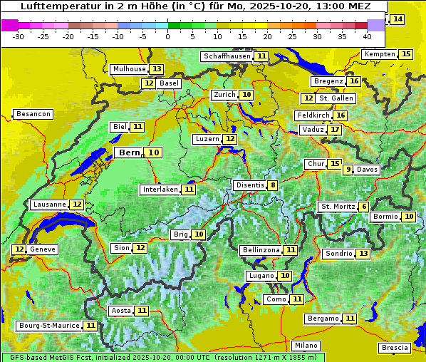 Temperatur, 20. 10. 2025