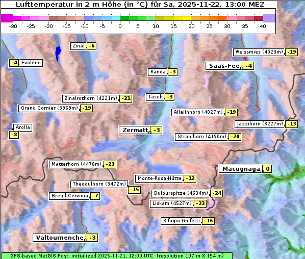Temperatur, 22. 11. 2025