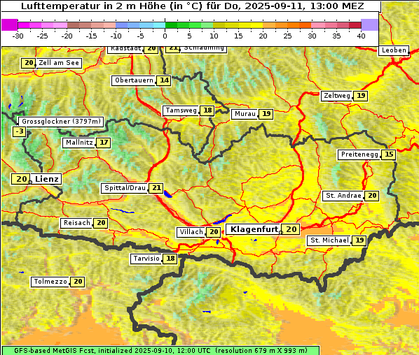 Temperatur, 11. 9. 2025