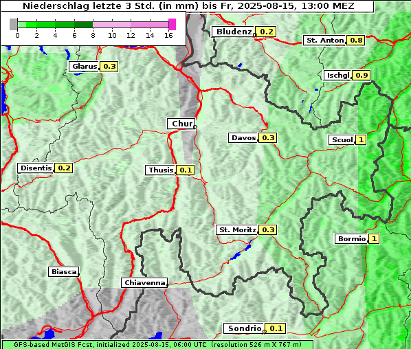 Niederschlag, 15. 8. 2025