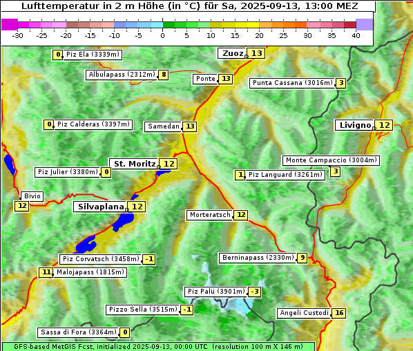 Temperatur, 13. 9. 2025