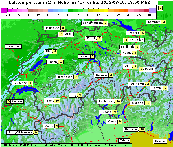 Temperatur, 15. 3. 2025