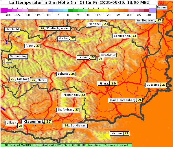 Temperatur, 19. 9. 2025