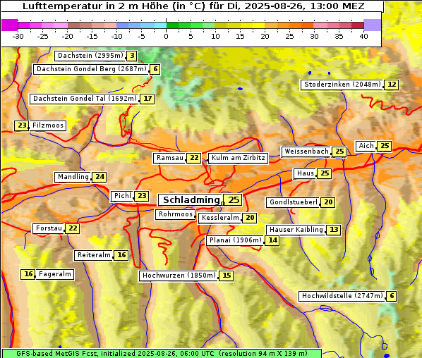 Temperatur, 26. 8. 2025