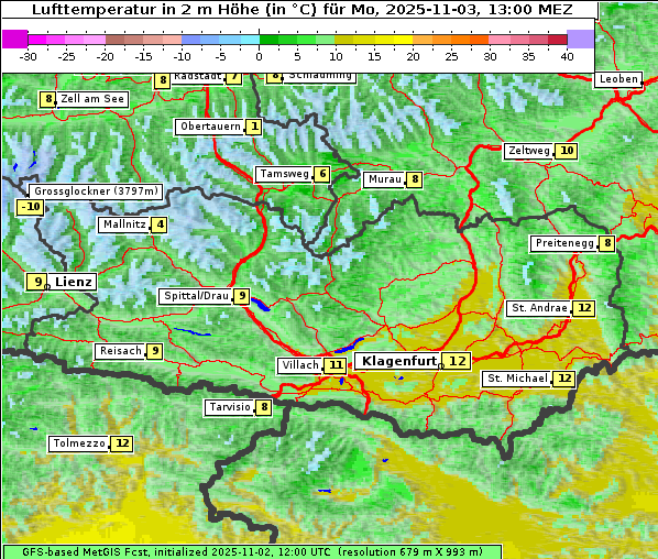 Temperatur, 3. 11. 2025