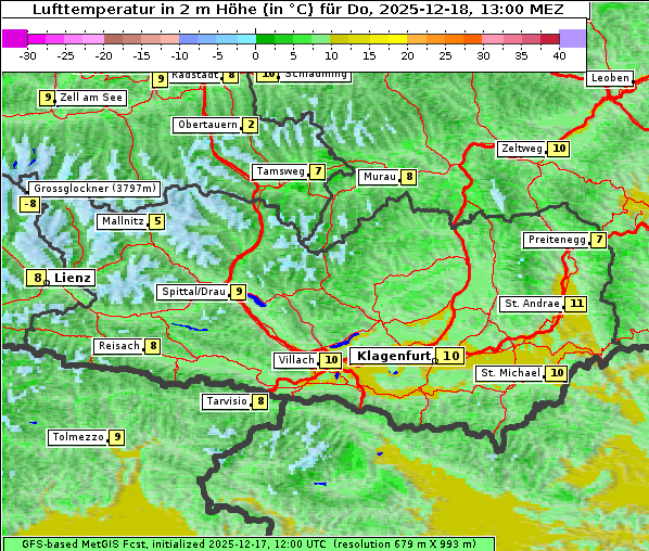 Temperatur, 18. 12. 2025