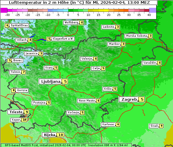 Temperatur, 4. 2. 2026