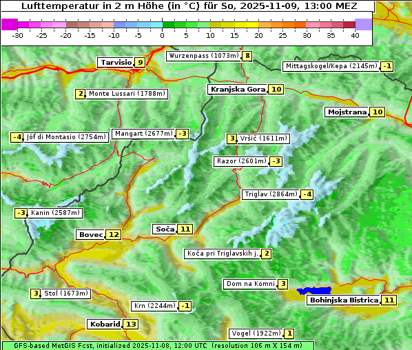 Temperatur, 9. 11. 2025