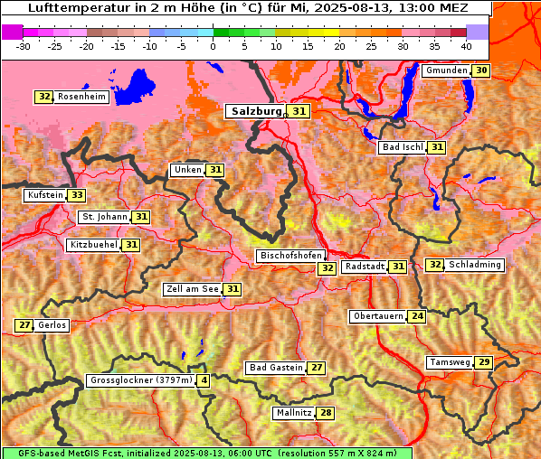 Temperatur, 13. 8. 2025