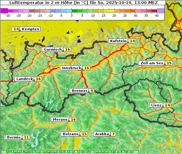 Temperatur, 19. 10. 2025