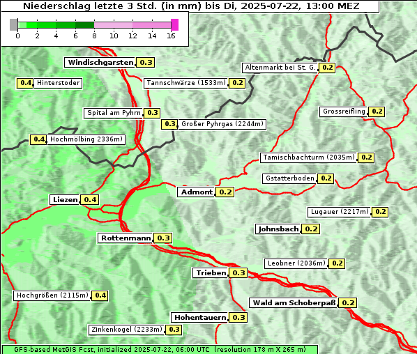 Niederschlag, 22. 7. 2025