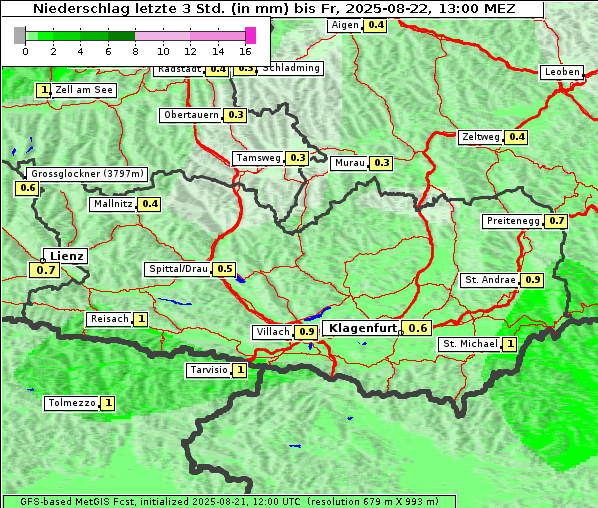 Niederschlag, 22. 8. 2025