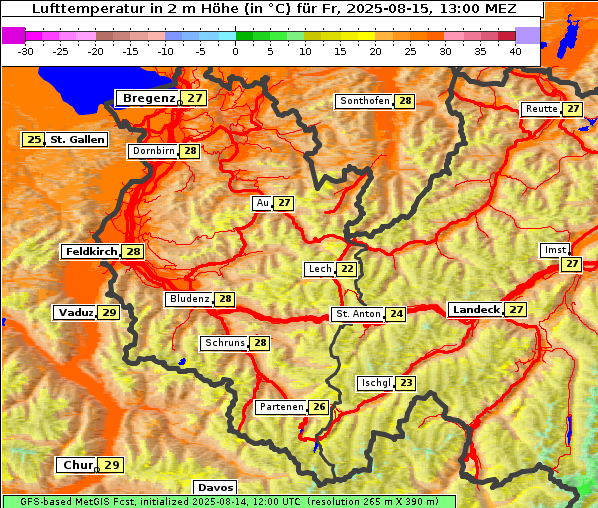 Temperatur, 15. 8. 2025