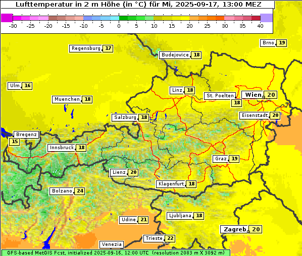 Temperatur, 17. 9. 2025