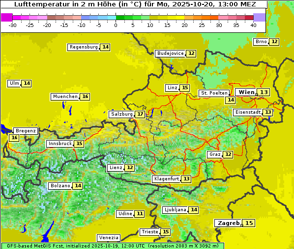 Temperatur, 20. 10. 2025
