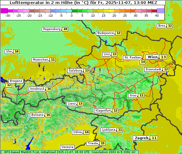 Temperatur, 7. 11. 2025