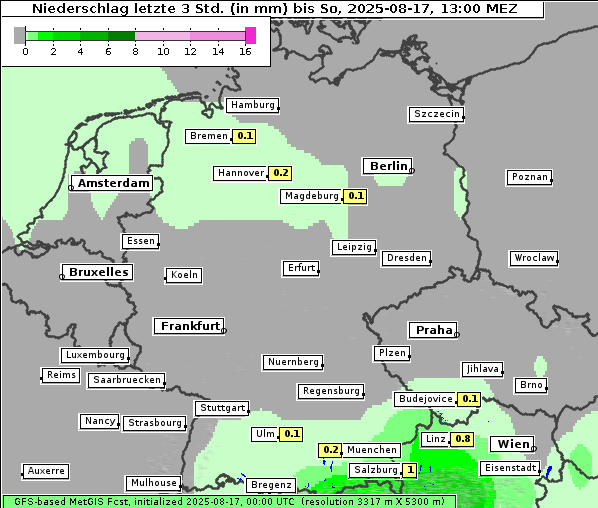 Niederschlag, 17. 8. 2025