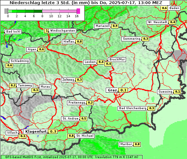 Niederschlag, 17. 7. 2025