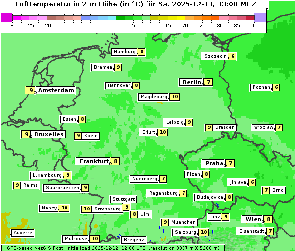 Temperatur, 13. 12. 2025
