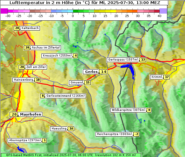 Temperatur, 30. 7. 2025
