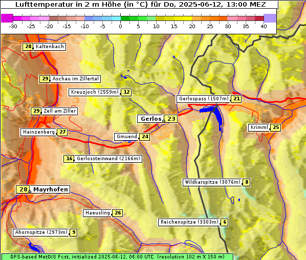 Temperatur, 12. 6. 2025