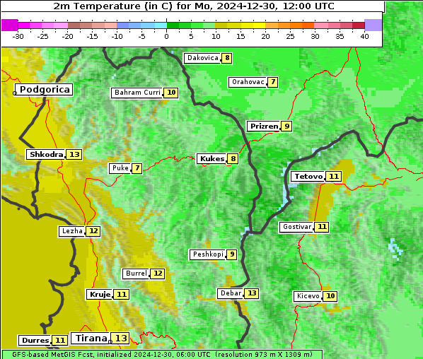 Temperatur, 30. 12. 2024