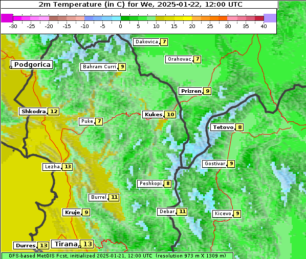 Temperatur, 22. 1. 2025