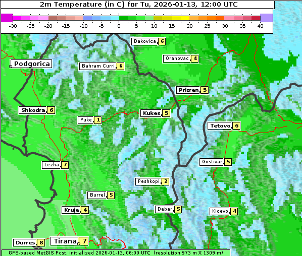 Temperatur, 13. 1. 2026