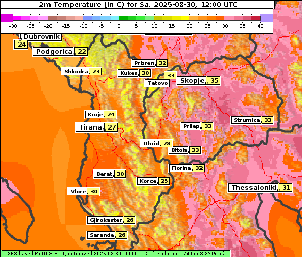 Temperatur, 30. 8. 2025