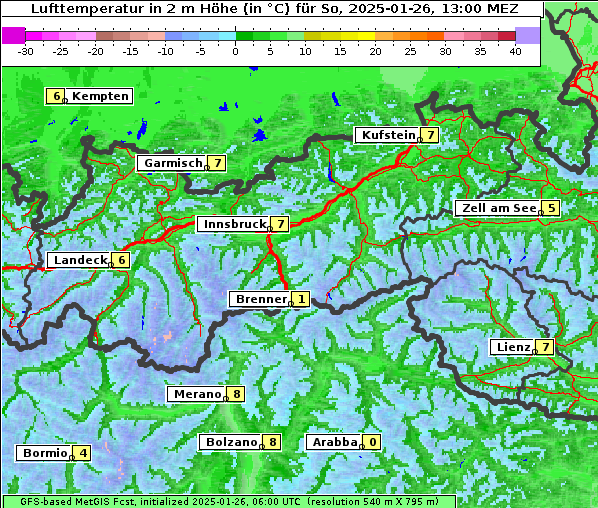 Temperatur, 26. 1. 2025