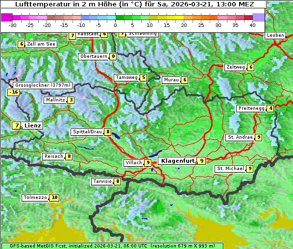 Temperatur, 21. 3. 2026
