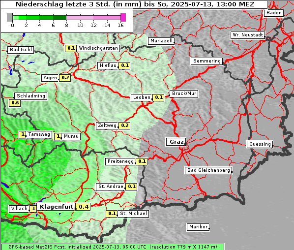 Niederschlag, 13. 7. 2025