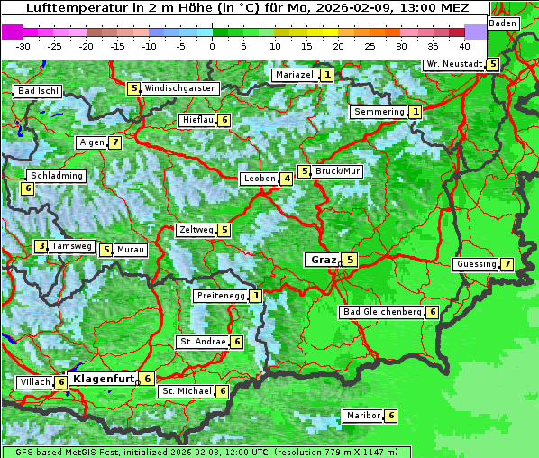 Temperatur, 9. 2. 2026