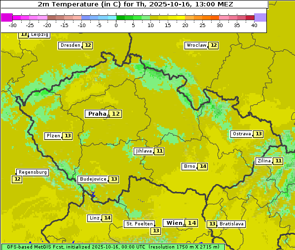 Temperatur, 16. 10. 2025
