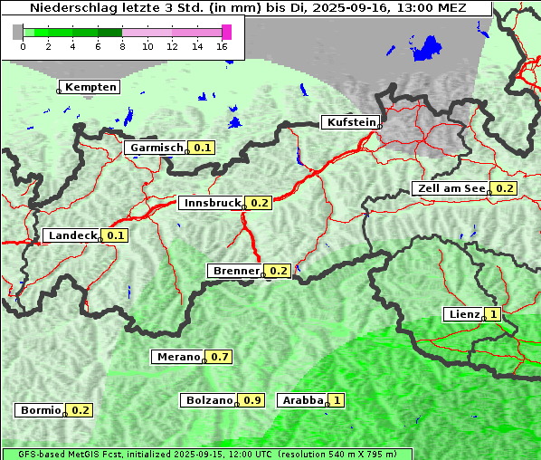 Niederschlag, 16. 9. 2025