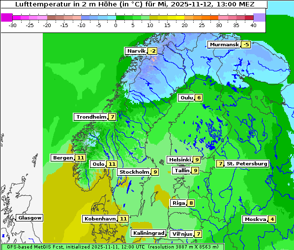 Temperatur, 12. 11. 2025