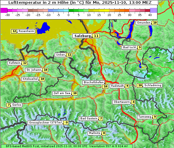 Temperatur, 10. 11. 2025