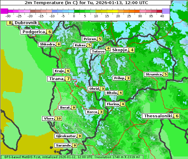 Temperatur, 13. 1. 2026
