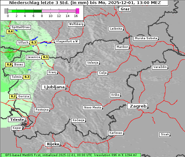 Niederschlag, 1. 12. 2025